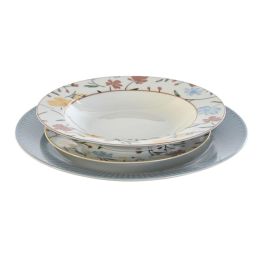 DKD Home Decor Vajilla Shabby Chic Floral de Porcelana, Set 18 Piezas Azul Blanco 27x27 cm, Apta Microondas y Lavavajillas DKD Home Decor Vajilla Shabby Chic Floral de Porcelana, Set 18 Piezas Azul Blanco 27x27 cm, Apta Microondas y Lavavajillas