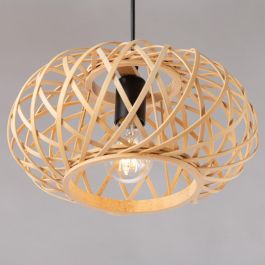 Lámpara Colgante Ha Long de Ratán Natural Boho-Chic, Ideal para Calidez Ambiente, Compatible Bombilla E27 RGB CCT SKD-P80111