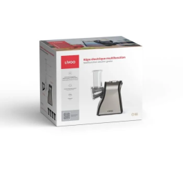 Livoo DOP192 Rallador Eléctrico Multifunción Negro y Gris con 4 conos intercambiables