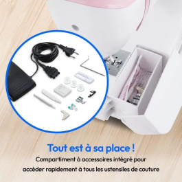 Medion MED4061275230475 Máquina de Coser, 62W, 24 Puntadas + Dobles, 700 RPM, Luz LED, Color Rosa