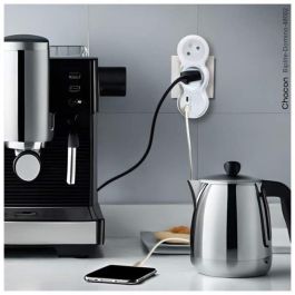 Chacon 47002 Lote 2 Dominó 2x16A con USB-A + USB-C Blanco Estándar Francés