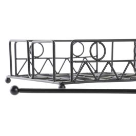 DKD Home Decor Servilletero de Metal Negro Colección Black Surewell Estilo Cottage Geométrico 18x7x18 cm
