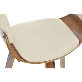 DKD Home Decor Silla de Oficina Giratoria Moderna, Tapizada en PU Crema y Marrón con Base Nogal, Altura Asiento 50 cm, 78x61x46 cm