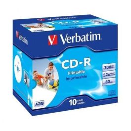 Verbatim Cd-R Azo, 700Mb, 52X, 10 Pack Jewel Case, Superficie Wide Inkjet Printable