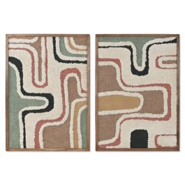 DKD Home Decor Cuadro Moderno Scandi Algodón y Acacia Verde Menta Beige 75x3x105 cm (2 Unidades)