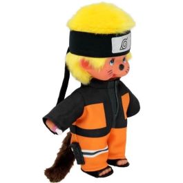 Bandai SE241088 Peluche Monchhichi Naruto Shippuden 20 cm Suave para Niños y Adultos con Banda Ninja de Konoha