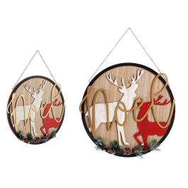 Cartel Navidad Renos 29 cm Madera Krist+ - Blanco, Rojo, Negro (12 Unidades) Precio: 102.50000024. SKU: B13RX452PM
