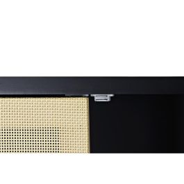 DKD Home Decor Armario de Ratan y Madera de Abeto Balines Negro Natural, con 2 Puertas, 1 Cajón y 1 Estante, 80x38x160 cm