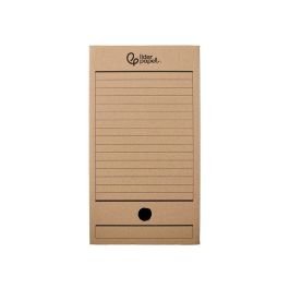 Caja Archivo Definitivo Liderpapel Folio Doble Ancho Carton Reciclado 400 gr-M2 Lomo 200 mm Kraft 367x200x251 mm