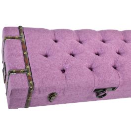 DKD Home Decor Descalzadora Chic Fucsia con Tapizado Poliéster, Estructura de Metal y MDF, Medidas 102x42x40.5 cm para Dormitorio