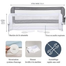 Dreambaby DRE9312742477509 Barrera de Cama Nicole para Camas y Camas Planas 150x50 cm Gris