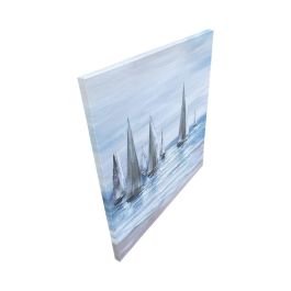 DKD Home Decor Cuadro Mediterraneo 4 Unidades Azul Beige Lienzo MDF 80 x 80 x 2.8 cm