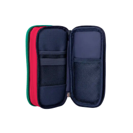 Liderpapel Estuche Portatodo Funky 3 Cremalleras Aperturas Laterales Azul Rojo Verde 220x100x65 mm