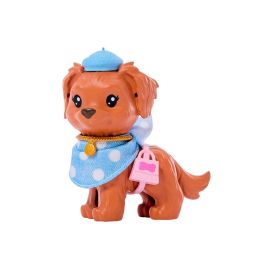 Barbie Jfp38 Muñeca Twinning Looks Castaña, Vestido Azul de Lunares, Boina, Bolso y Perro Mascota a Juego