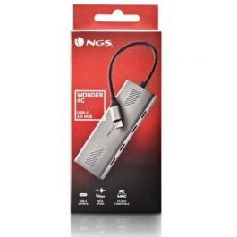 NGS Wonder4-C Hub USB-C de 4 puertos USB 3.0, transferencia de datos de 5 Gbps, carcasa de aluminio para PC/Mac/Tabletas