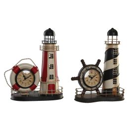 Reloj de Mesa DKD Home Decor Negro Rojo Faro Vintage (2 Unidades) Precio: 47.49999958. SKU: S3041490