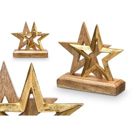Soporte Decoracion Doble Estrella Dorado Giftdecor 15CM (12 Unidades)