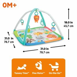 Bright Starts Alfombra de Actividades Plegable para Bebé BS17516 - Azul Jungla con Juguetes Sensoriales y Musicales, Espejo