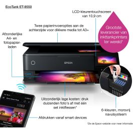 Epson ET-8550 EcoTank Impresora Multifunción Inyección de Tinta A3 Color Escáner Wifi Negro
