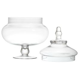 Home Deco Factory Bombonera de Vidrio con Pie, Diámetro 20 cm