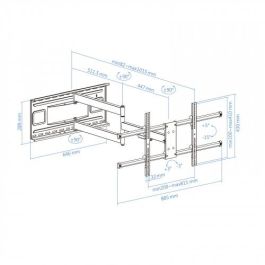 Tooq Soporte de Pared Orientable/Inclinable LP4380XL-B para TV de 43-80" hasta 50kg con Extensión y Gestión de Cables