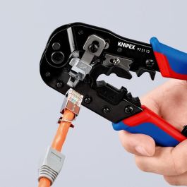 Knipex 97 51 13 Herramienta para prensar RJ-45 Crimpzange para Westernstecker, Negro/Azul/Rojo, 191mm