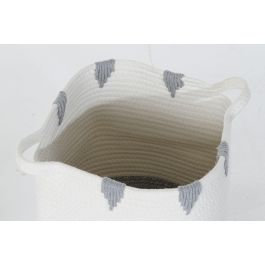 DKD Home Decor Cesta Boho Algodon Blanco Mostaza Negro Gris 34 x 40 x 34 cm (3 Unidades)