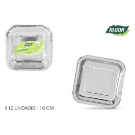 Set de 12 platos de cartón plata cuadrados 18 cm Algon (18 Unidades) Precio: 13.59000005. SKU: B1BQBAPD9E