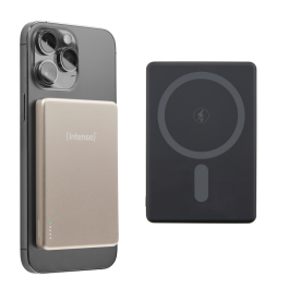 Intenso MW5000 7344021 Powerbank MagSafe 5000 mAh Inalámbrico Magnético Carga Rápida USB-C 20W Champán para iPhone