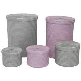 Cesta Basicos DKD Home Decor Rosa Gris 42 x 52.5 x 42 cm Set de 5 Precio: 69.78312. SKU: S3018650