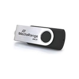 MediaRange MR1953 USB-C 64GB USB 3.2 Gen1 80 MB/s Girar Negro Plata