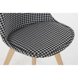 DKD Home Decor Silla Scandi Blanco Negro 50 x 80 x 47 cm (4 Unidades) Poliester Madera