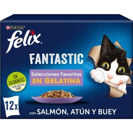 Felix Fantastic Selec-Fav Jelly 6x12x85g Comida para Gatos Variedad Sabores Gelatina Equilibrada