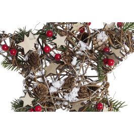 DKD Home Decor Decoración Colgante Navidad Estrella Madera Marrón Rojo Verde 14 x 31 x 31 cm (2 Unidades)