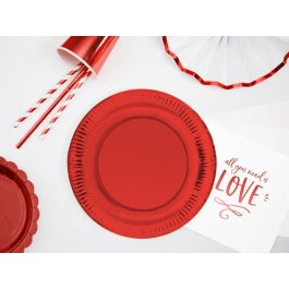 Set de 10 platos de cartón rojo 23 cm Algon (18 Unidades) Set de 10 platos de cartón rojo 23 cm Algon (18 Unidades)