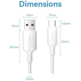 Vention CTQWF Cable USB 2.0 A Macho a C Macho 60W 480Mbps 1m Blanco