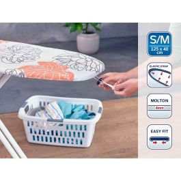 Leifheit 71601 Funda tabla planchar Cotton Comfort S/M, acolchado 4mm, hasta 125x40cm, cordón elástico, Easy Fit, Oeko-Tex