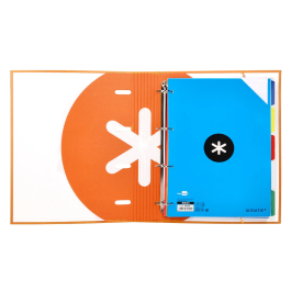 Antartik Carpeta con recambio A4 cuadro 5mm forrada 4 anillas 40mm redondas con solapa color mostaza