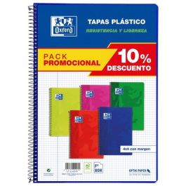Oxford Cuaderno Espiral 80H Folio 4x4 mm C-Margen Tapa De Plástico Pack 5 Ud Colores Surtidos Vivos Precio: 16.94999944. SKU: S8414357