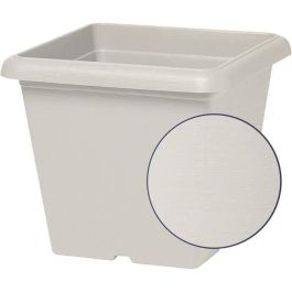 Garden Id 01061443 Maceta cuadrada Teramo piedra blanca 40x35 cm, resistente a rayones, efecto piedra, con agujeros