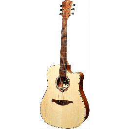 LAG Tramonatne 70 Guitarra Acústica Dreadnought Cutaway Natural Tapa de Abeto Engelmann Macizo Fondo y Aros de Caoba