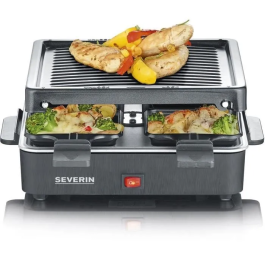 Severin Raclette Grill RG 2370 para 4 personas, compacto, ideal para hogares pequeños, superficie 21x21cm