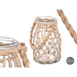 Portavelas de Vidrio con Cuerda Natural Giftdecor 16x21x14 cm (6 Unidades) Precio: 60.78999949. SKU: B1A36532VG