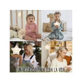Wondee Lampara de Noche Infantil Personalizable Mini Estrella de Madera Sostenible con Nombre y Luz Quit Miedos