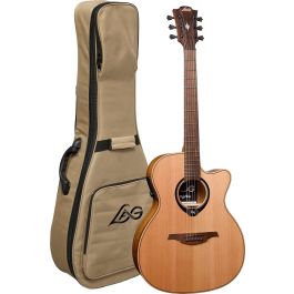 LAG Guitarra Acústica Hyvibe H2 Auditorium Electroacústica Cutaway Tapa Maciza Cedro