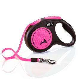 Flexi New Neon M Cinta 5M Correa para Perro Rosa Neón con Componentes Reflectantes