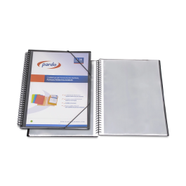Pardo Carpeta Escaparate Espiral 30 Fundas Folio Personalizable Color Negra