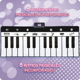 Deqube Manta Musical Piano XL 2 metros, 24 teclas, 4 modos, 8 instrumentos, 10 melodías, +3 años