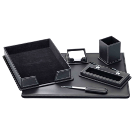 Q-connect Juego de Escribanía Similpiel Negro 6 Piezas