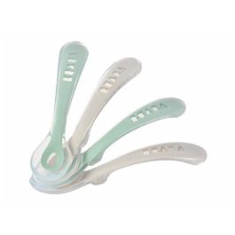 Juego de 4 cucharas de silicona para segunda edad, gris terciopelo/verde salvia Juego de 4 cucharas de silicona para segunda edad, gris terciopelo/verde salvia